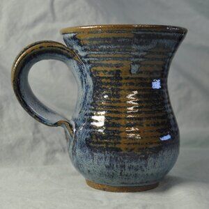 *BOGO mugs* 10 oz blue brown artist pottery mug signed (w951)